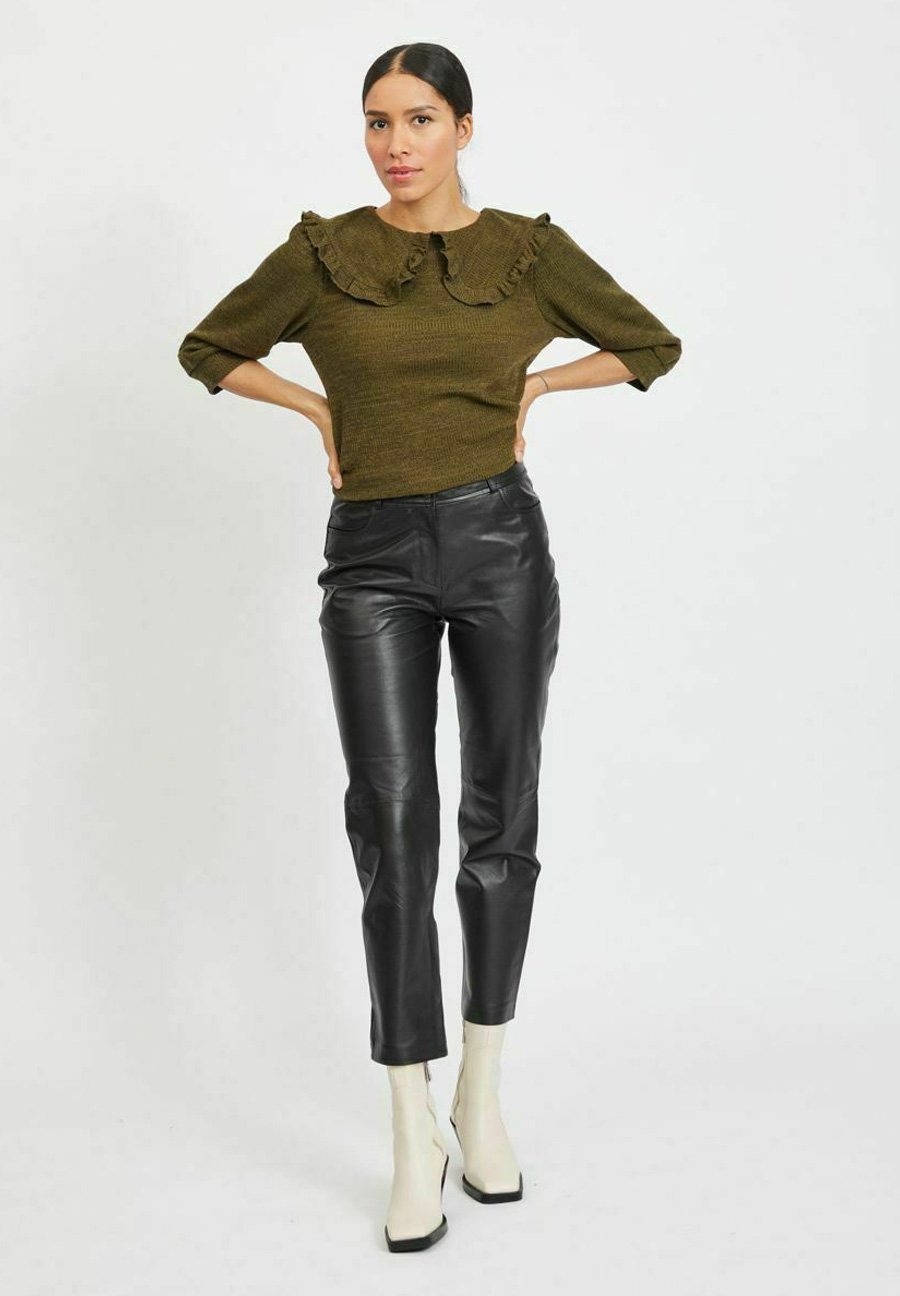 Vila Pantaloni di pelle - black/nero - Zalando.it