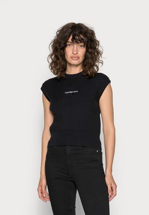 MONOGRAM EMBROIDERY VEST - Maglione - black
