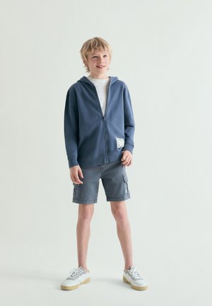 Scalpers, EMBOSS SKULL HOODIE - Felpa con zip - lightblue