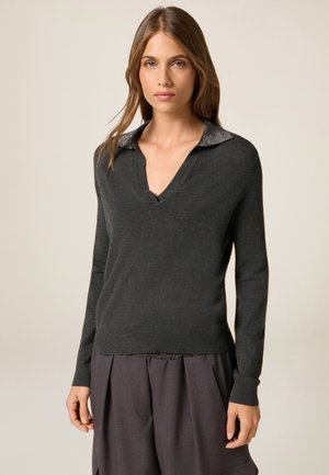 CON COLLETTO DECORATO - Strickpullover - grigio