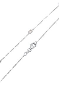 Silver chain bracelet featuring rectangular accents, a lobster clasp, subtle sheen, and minimalist design.