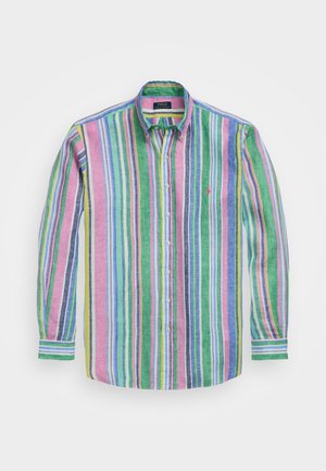 STRIPED LINEN SHIRT - Shirt - green/pink multi