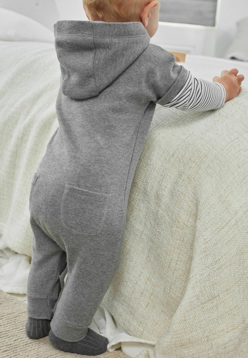Next Hooded Brushback Sweat Baby Rompersuit Jumpsuit grey/grau Zalando.ch