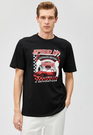 PRINTED RACE THEMED CREW NECK SHORT SLEEVE  - Camiseta estampada - black
