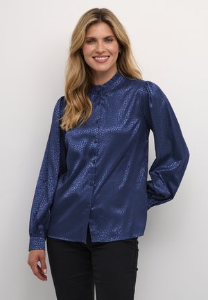 BPSELMA FRILLED MANDARIN COLLAR - Button-down blouse - midnight marine