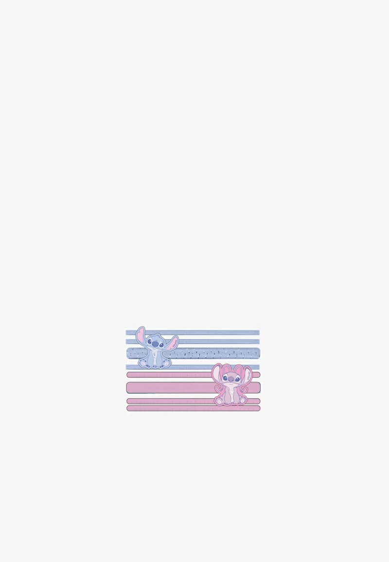 Set di tre righelli in azzurro chiaro e rosa con design di personaggi dei cartoni animati, con bordi dritti e superfici texturizzate.