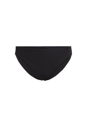 Black bikini bottom with a smooth texture, mid-rise cut, and a simple, seamless design. No visible logos or embellishments.