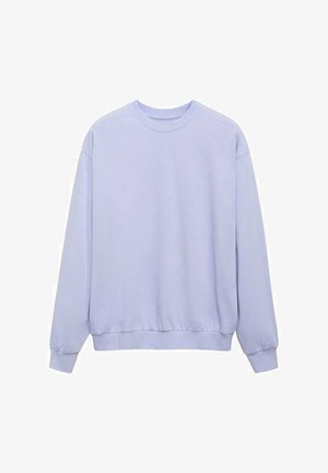 Felpa di colore viola chiaro, realizzata in tessuto morbido, con scollatura rotonda, spalle scese e polsini a coste, dal taglio rilassato.