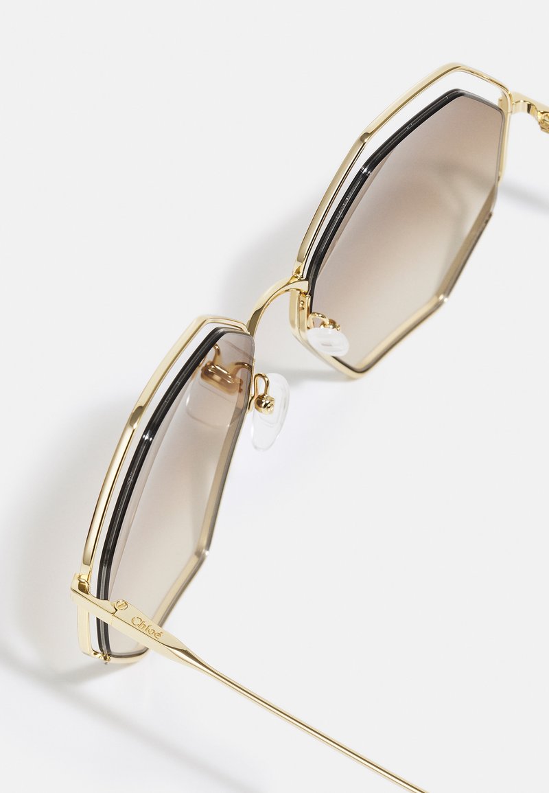 Chloé Eyewear Havana Gold Hexagon Frame Sunglasses NWT ? Chloe Joni CH0022O 008 Gold Octagonal Glasses - US main image 3