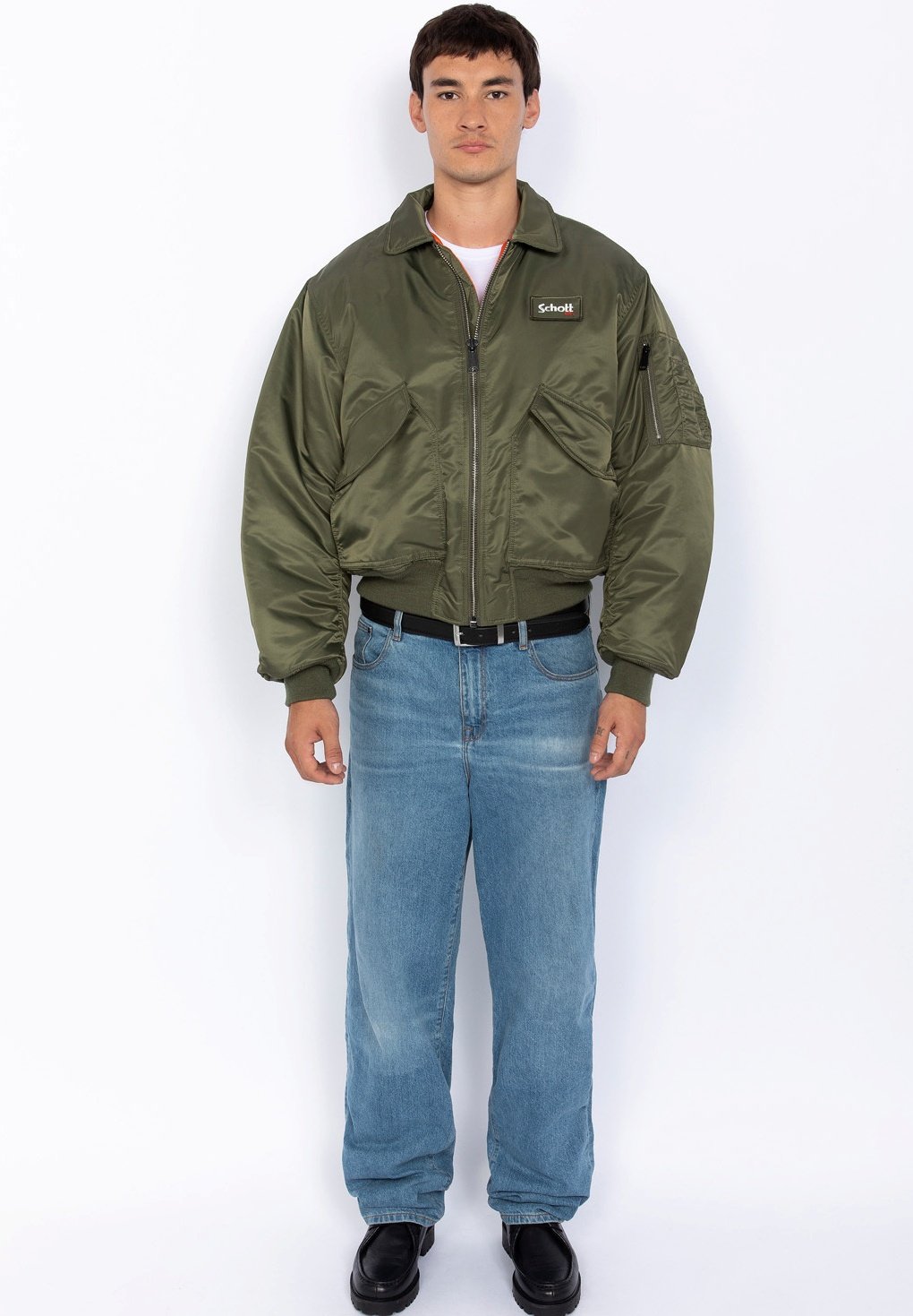 Schott combat jacket 40　カーキ　ミリタリー　ブルゾン ジャケット メンズ ミリタリージャケット ブルゾン アウター