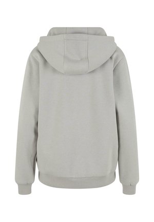 Lys grå hoodie med en løs pasform, justerbar snorehætte, lange ærmer og ribbede manchetter og kant. Blødt, tekstureret stof.