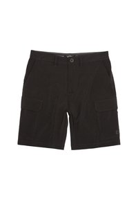Sorte cargo shorts lavet af struktureret stof, med to sidelommer, en knaplukning og dobbeltsting detaljer.