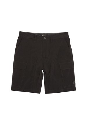 Svarta cargoshorts i texturerat tyg, med två sidofickor, knappstängning och dubbelsydda detaljer.