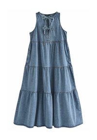 Next TIE FRONT SMOCK - Jeanskleid - mid blue