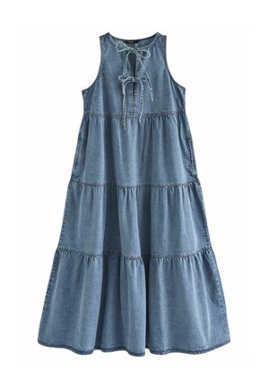 Next TIE FRONT SMOCK - Džinsinė suknelė - mid blue