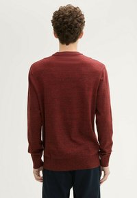 TOM TAILOR DENIM BASIC CREWNECK  - Strickpullover - velvet red navy mouline