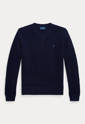 WAFFLE-KNIT WOOL-COTTON SWEATER - Strickpullover - hunter navy