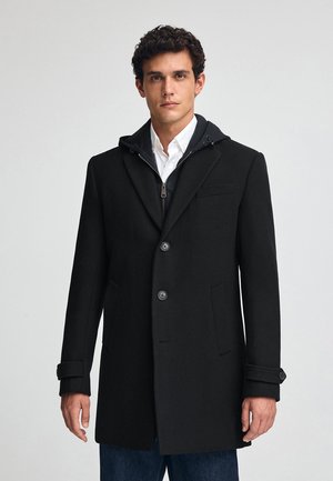 BUTTONED HOODED ZIPPERED LS RF HC TC CLEMENT - Vinterfrakke - black