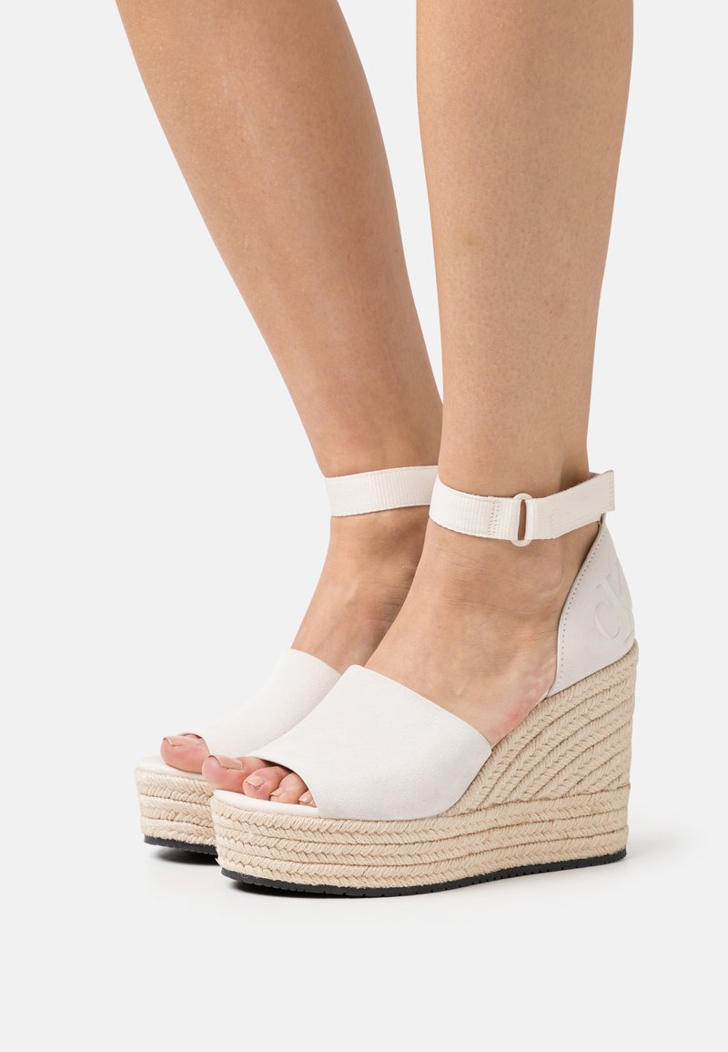 Calvin Klein Jeans WEDGE WIDE High Heel Sandalette ancient white