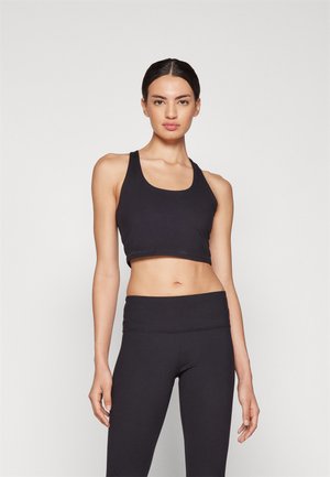 BALANCE COMPRESSION CROP TANK BUILT IN BRA - Top - black