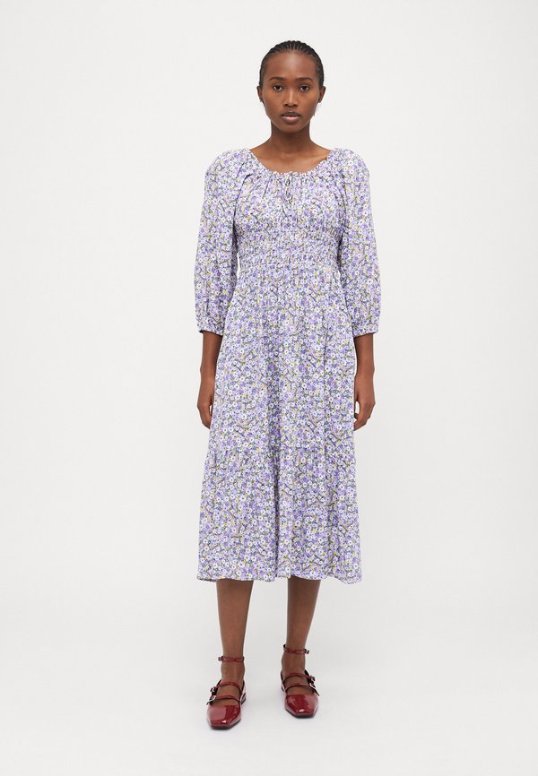 TIE NECK MIDI DRESS FAST - Freizeitkleid - purple