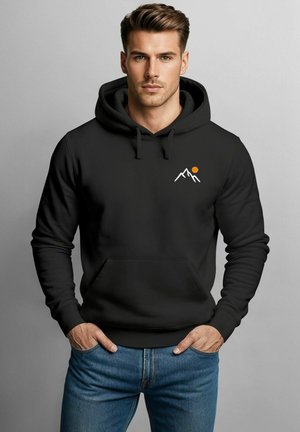 MOUNTAIN SUN BRUSTPRINT KAPUZEN - Hoodie - schwarz