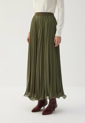 Touché Privé, PLEATED CHIFFON SKIRT - Jupe plissée - khaki