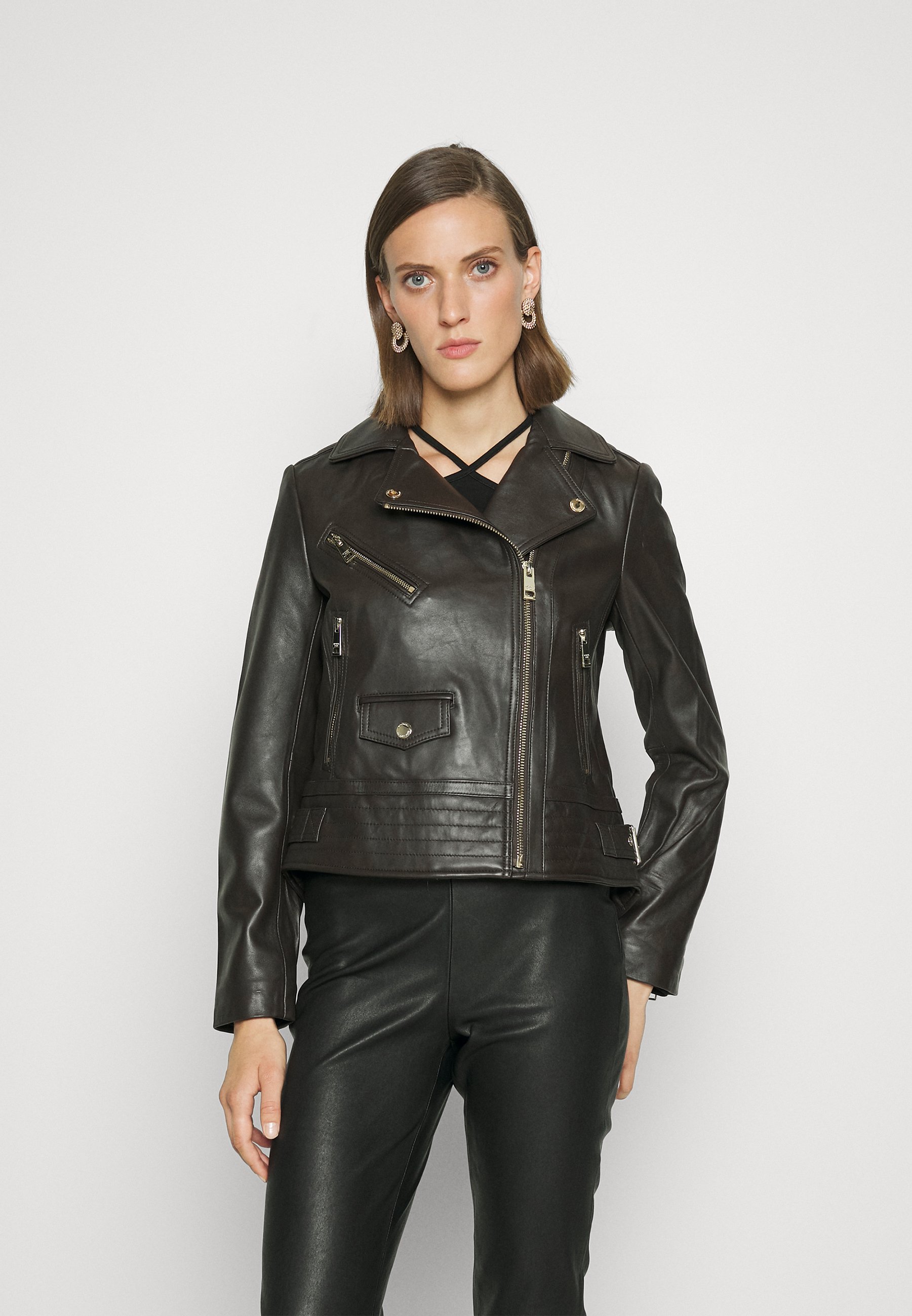 Michael Kors Brown Leather Jacket Women