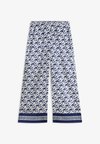 PRINT VOILE WIDE LEG TROUSERS WITH SILK - Pantalon classique - preppy navy