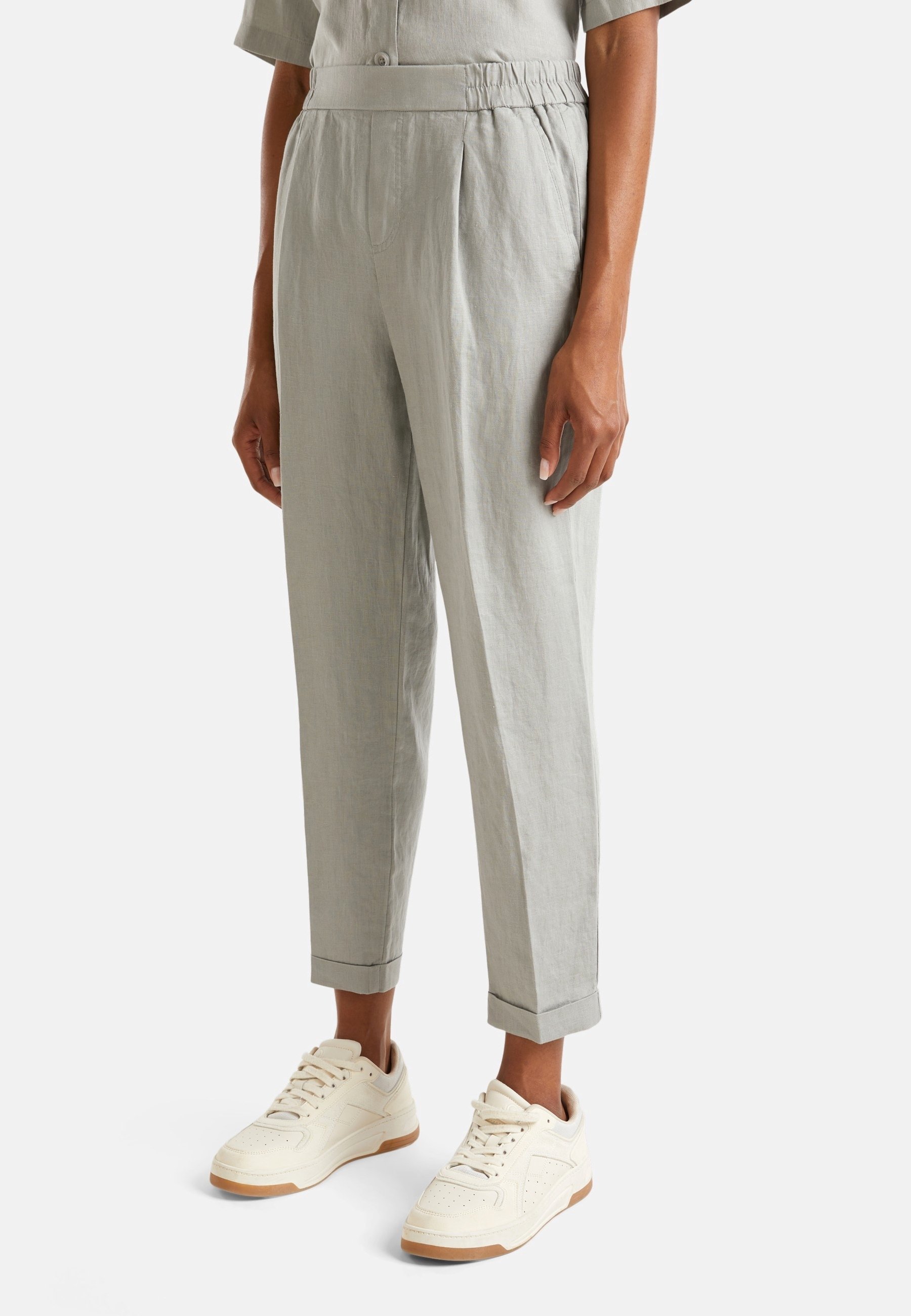 Pantalone United Colors Of Benetton - Lungo Con Coulisse In Vita, Fondo Con Rib, Ricamo Logo, Regular Fit, 100% Cotone