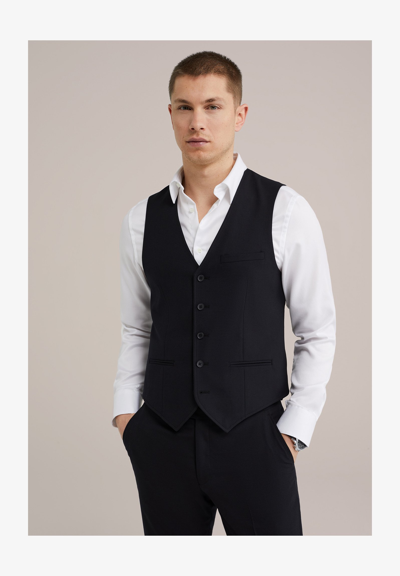 Huixin Gilet Uomo Elegante Vita Alta – Slim Fit, Scollo A V, Monocromo, Taglie Forti Fino A 42