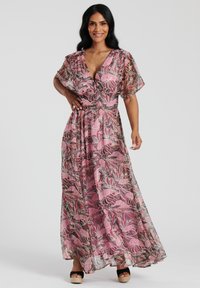 BUTTON DETAIL - Maxi-jurk - pink leaf