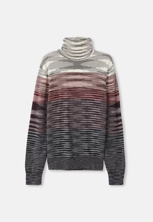 ROLL NECK - Jumper - beige/burgundy
