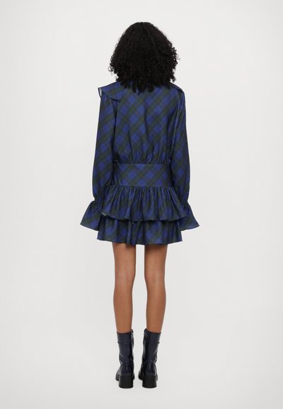 Sinead Gorey TARTAN RUFFLE MINI DRESS - Denné šaty - blue