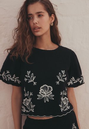 Next, REGULAR FIT -  EMBROIDERED - T-Shirt print - black