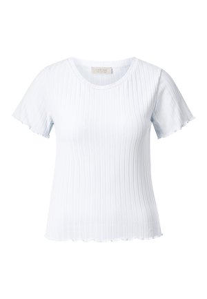 Heled sinine ribadega lühikeste varrukatega särk ümarate kaelustega ja lainelise äärisega. Valmistatud pehmest ja venivast kangast mugavuse tagamiseks.