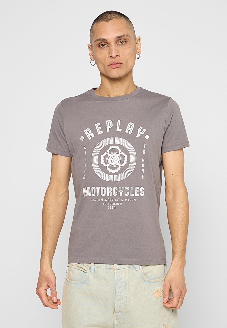 Replay T-shirt print grijs