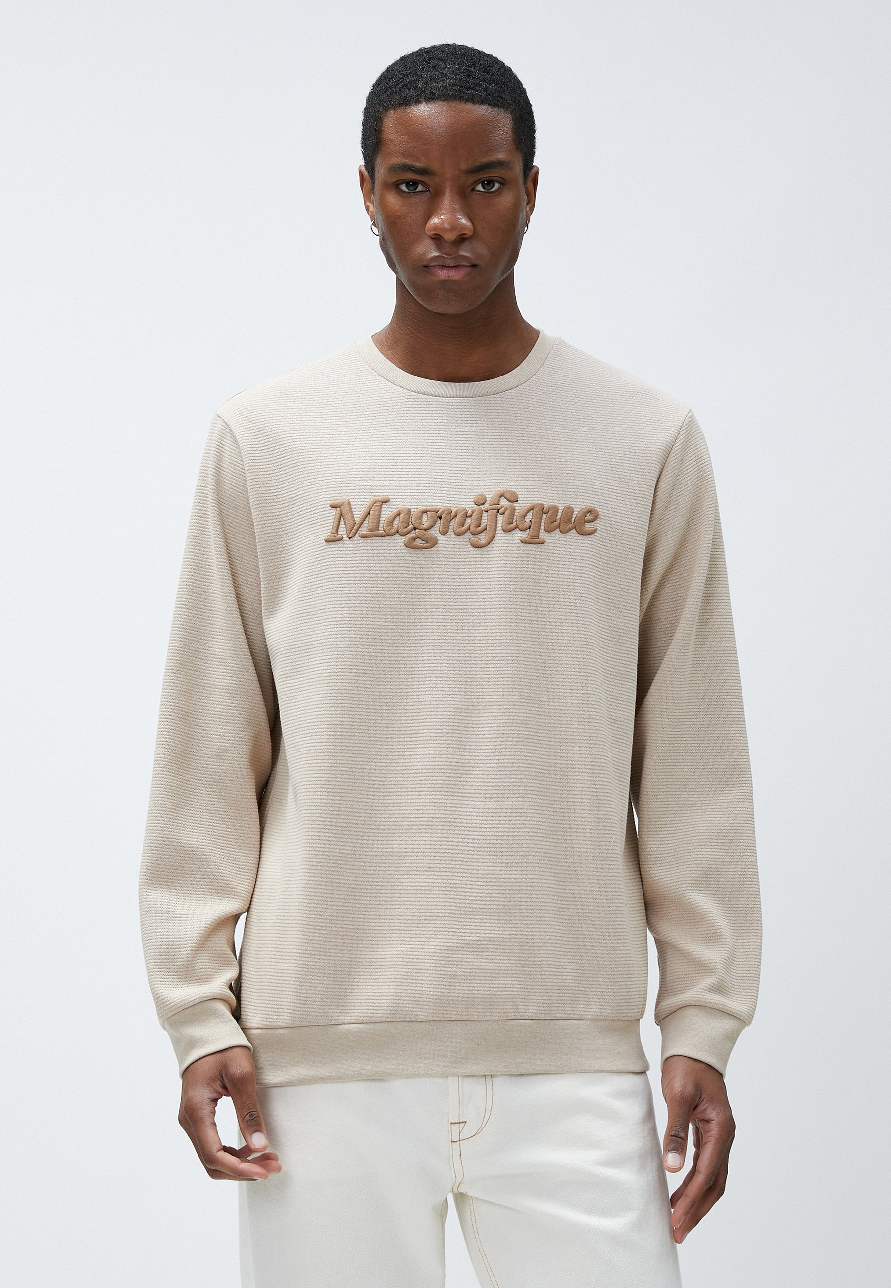 beige crewneck