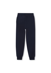 Pantalons de survêtement bleu marine en tissu doux, avec une taille élastique, des poignets côtelés et des poches latérales pour plus de fonctionnalité.