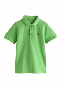 Zelena pamučna polo majica s ovratnikom, koja na lijevoj strani prsnog dijela ima mali crni i žuti emblem jastoga.