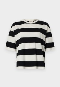 TOM TAILOR DENIM STRIPED BOXY - Print T-shirt - black/white