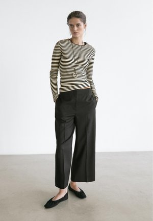 Massimo Dutti WIDE-LEG ELASTICATED - Trousers - black