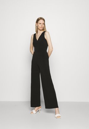 Punto wide leg deep v sleeveless Occasion jumpsuit - Mono - black