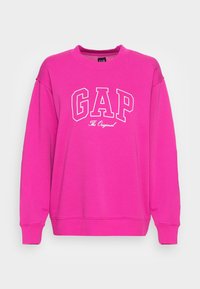Felpa rosa brillante con "GAP The Original" stampato in bianco sul davanti, con maniche lunghe e scollo rotondo.