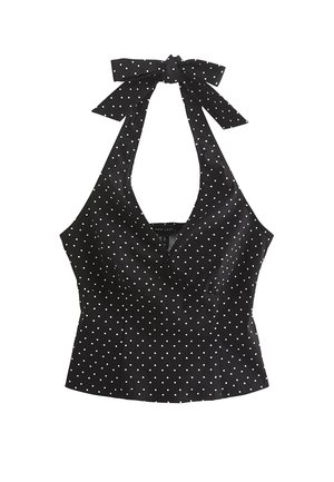 New Look, SPOT PRINT HALTER NECK TOP - Top - black pattern