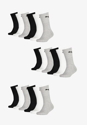 Packung mit 12 Socken: 4 schwarze, 4 weiße, 4 graue. Ripptextur, Knöchelhöhe, mit einem kleinen Logo am Bund, aus einer Baumwollmischung gefertigt.