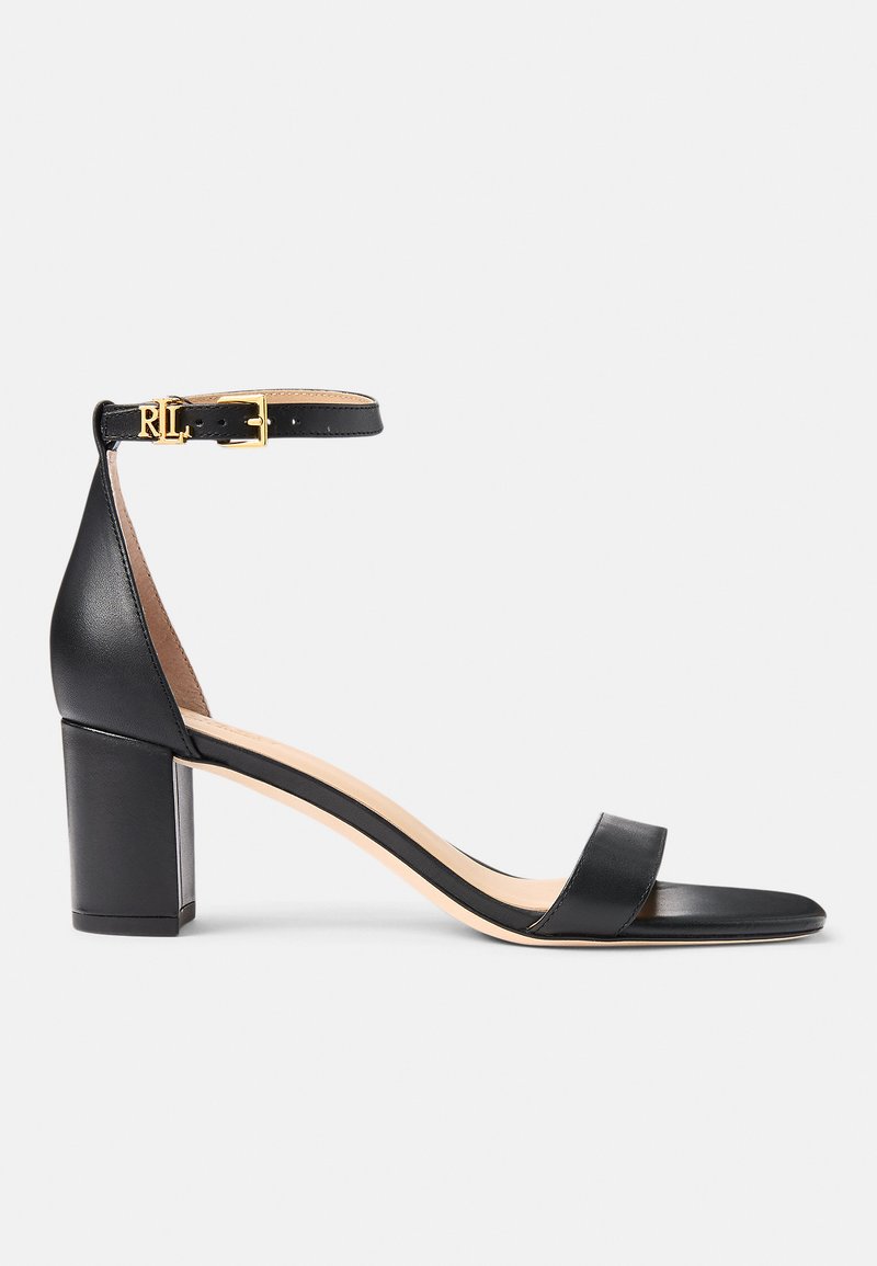 Lauren Ralph Lauren LOGAN BURNISHED LEATHER SANDAL - Sandaalid - black