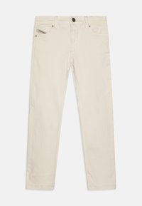 Ljusbeiga denimbyxor med rak passform, utrustade med fem fickor, knappstängning och en diskret märkesetikett på framfickan.