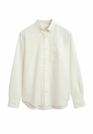 Witte button-up shirt van lichtgewicht stof. Voorzien van een klassieke kraag, lange mouwen, een zak aan de linkerkant en een ronde zoom.
