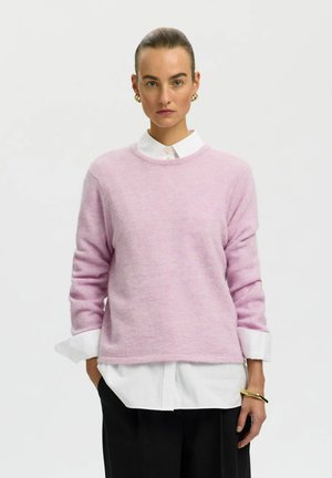 Selected, SLWLULU NEW LS KNIT O-NECK NOOS - Strickpullover - winsome orchid